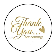 30 THANK YOU FOR COMING ENVELOPE SEALS LABELS STICKERS PARTY FAVORS 1.5"