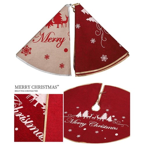 Santa Cloth/Linen Xmas Tree Skirt Floor Mat Cover Christmas Carpet Xmas Decor - Picture 9 of 17