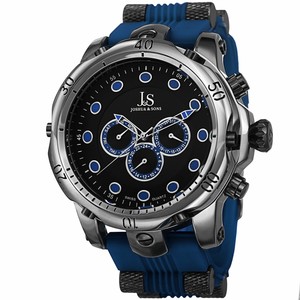 Joshua-amp-Sons-Men-039-s-Multifunction-Swiss-Quartz-Rubber-Blue-Strap-Watch