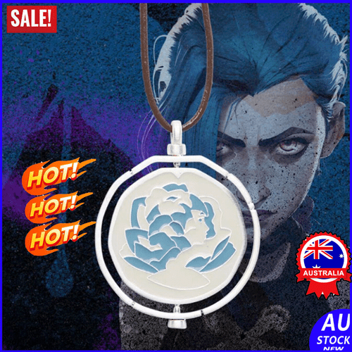 Blue Rose Necklace Pendant League of Legends Arcane Jinx Game Accessories Gift - Picture 2 of 12