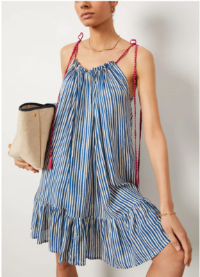 NWT NATALIE MARTIN Jerusha Minidress Painted Blue Stripe sz S GOOP