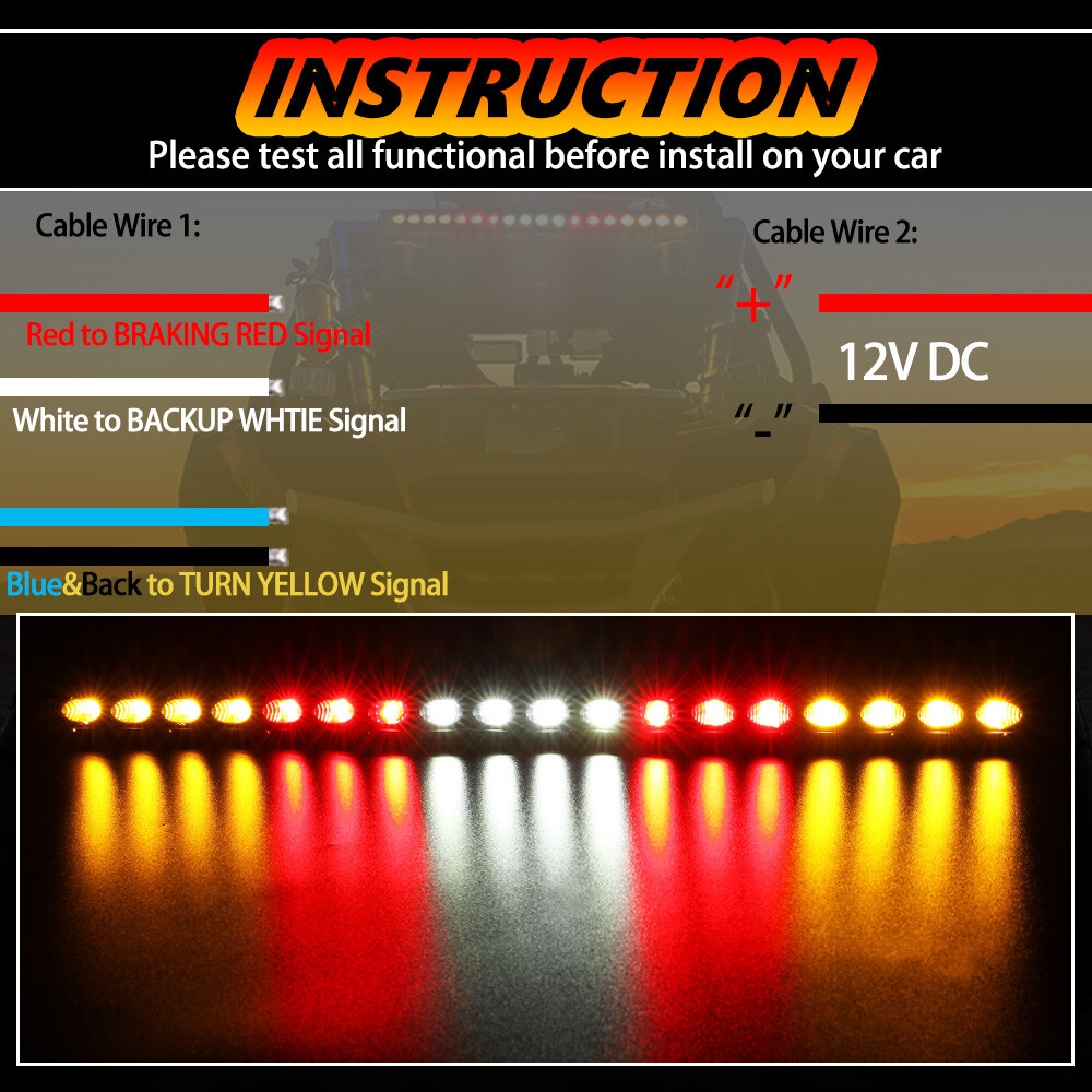 20" UTV Rear Chase LED Light Bar For CanAm Maverick X3 W/ Turn Braking