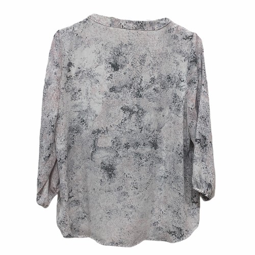Violet + Claire Gray White Split Neck Blouse Top Shirt Popover Women Size L - Picture 4 of 8