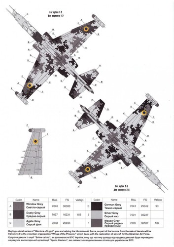 Masks digital camouflage Su25M1 Ukrainian Air Forces FOXBOT FM 32-001 Scale 1:32 - Picture 12 of 12