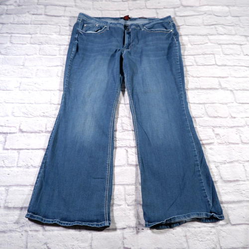 Earl Jeans Boot Cut Embellished Medium wAsh Mid Rise Womens Blue Jeans 24W
