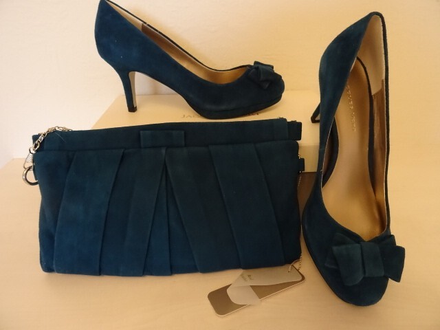 Suede Navy Court Shoes And Matching Bag JACQUES VERT SUEDE SHOES