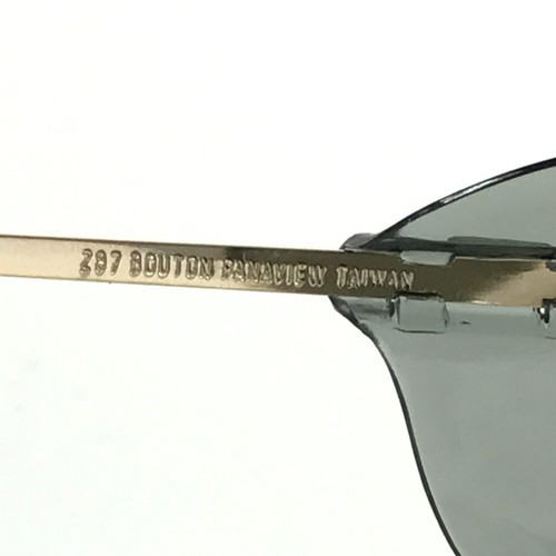 Vintage Bouton Safety Sunglasses Gold Frames with Green Shield Lens Side Shields - Picture 9 of 10