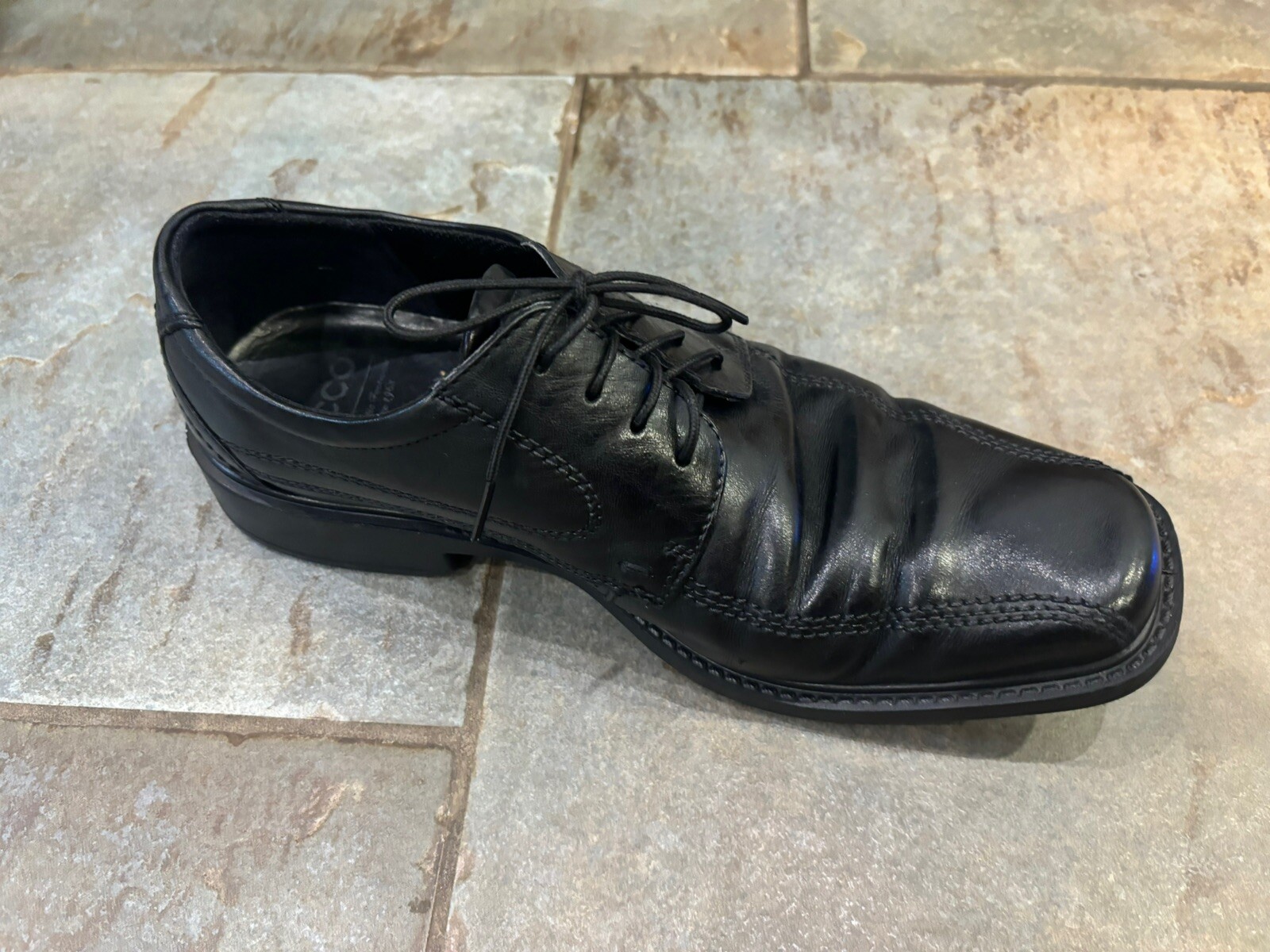 SAOLA Scarpa derby formale uomo ECCO UK 8 EUR 42 pelle nera solo scarpa sinistra