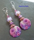 Lavender Flowers Earrings Floral Drops Handmade Artisan Lampwork Mother's Day — photo 1