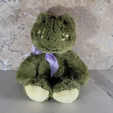 ANIMAL ADVENTURE GREEN FROG PURPLE BOW WHITE POLKA DOTS PLUSH ANIMAL CIRCA 2016