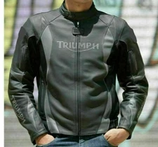 New Triumph Motorrad Racing Leather Biker Jacket, Leather Jacket M