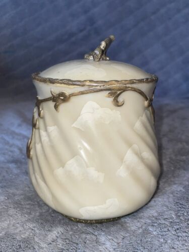 VTG Allegro Bathroom Set Of 3 Toothbrush Holder Cotton Ball Soap Dish Resin Gold - Picture 15 of 22
