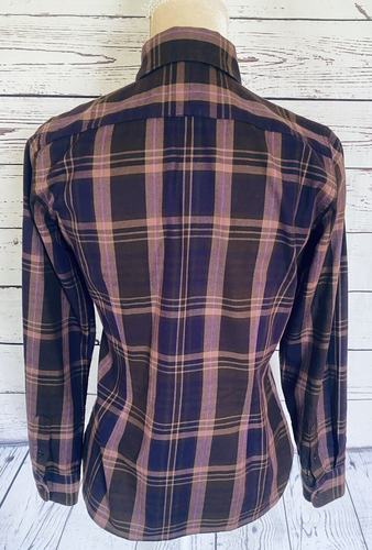 Blusa para mujer PP Lauren Ralph Lauren a cuadros con botones mangas largas 100 % algodón - Imagen 5 de 10