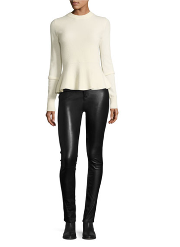 NWT $995 Veronica Beard Kate Skinny Black Leather Pants 24 - Picture 3 of 7