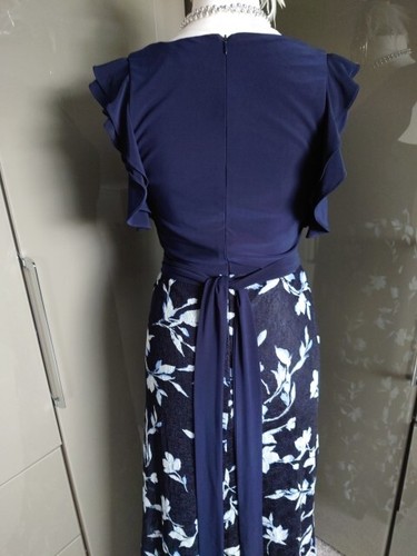 Phase Eight White & Navy Blue Long Evening Dress 10 Occasion Formal Cruise Party - Picture 7 of 12