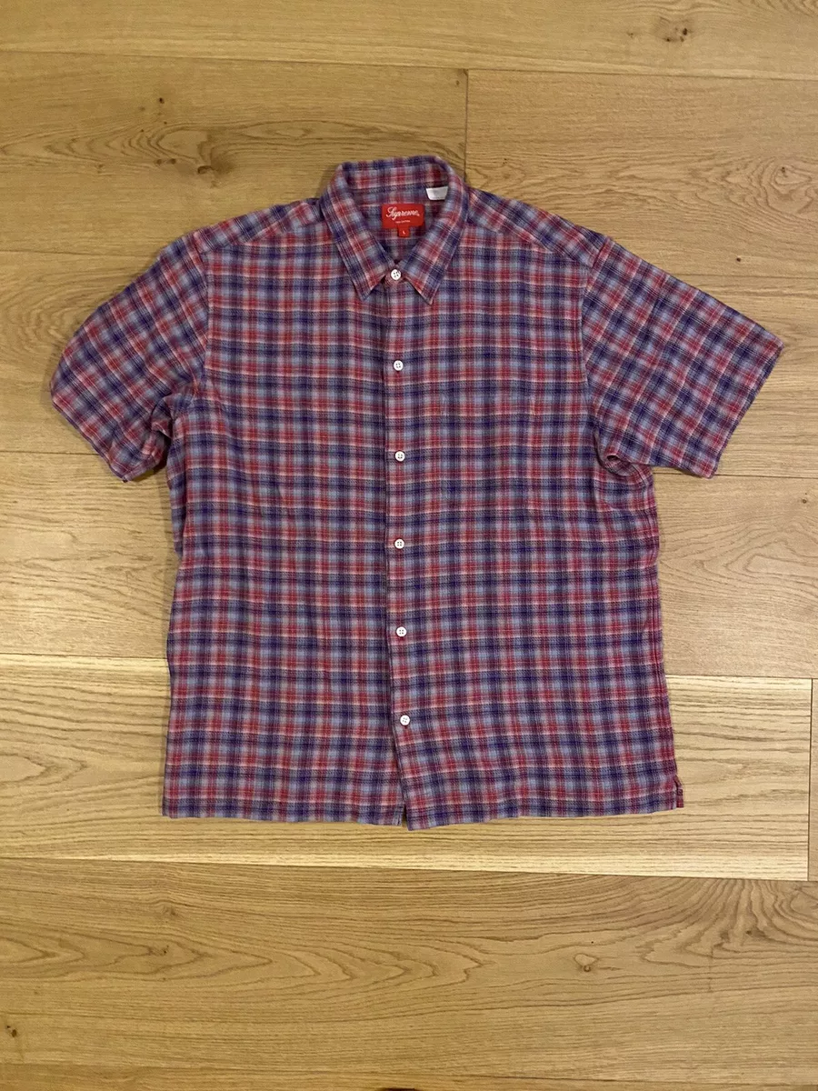 Supreme red blue short sleeve plaid button down shirt