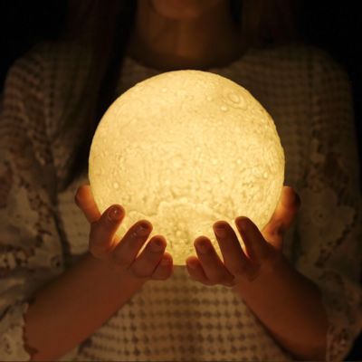 LED 3D Mond Lampe Nachtlicht Touch Control Kinderzimmer verstellbar mit Ständer &