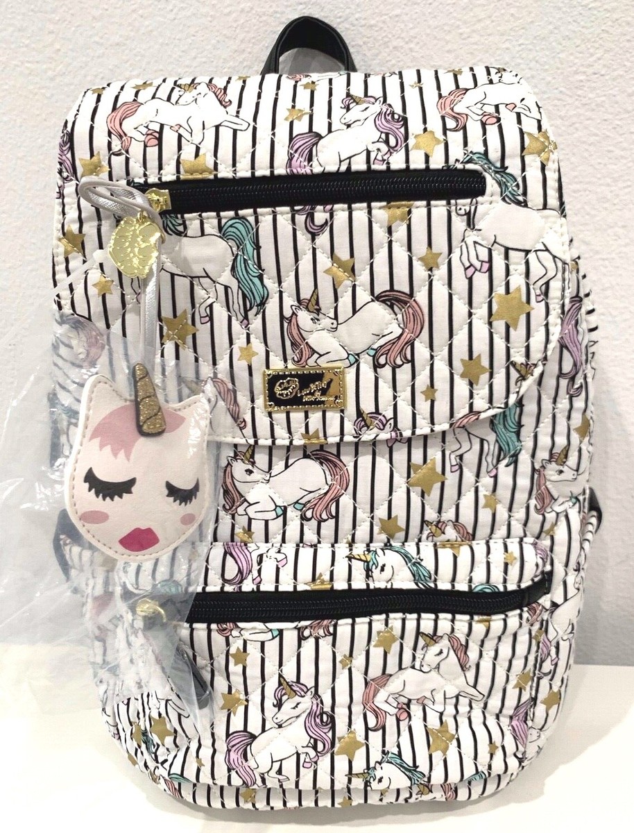 Luv Betsey Johnson Unicorn Cat Face Drawstring Backpack quilted Luv Betsey Johnson Quilted Unicorn Cat w/Wings Micro Mini  main image 4
