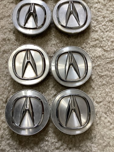 ACURA ILX MDX TL RDX RL TSX ZDX 2005-2017 SILVER CENTER CAPS 2-3/4 OD P#44742 - Picture 2 of 8