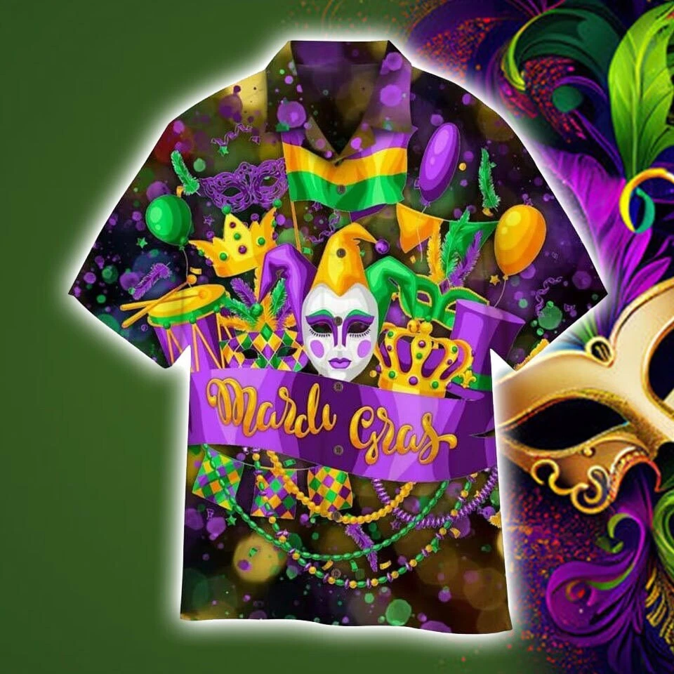 Mardi Gras Festival Party Hawaiian Shirt, Mardi Gras Hawaiian, 3D Hawaiian Aloha