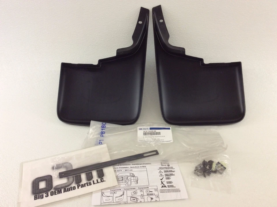 11-16 Ford Super Duty F250 F350 protectores contra salpicaduras traseros guardabarros sin labios de rueda OEM Foto 2 de 4