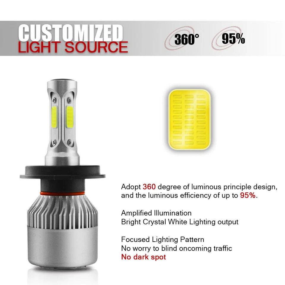 Kit de 2 caras H4 9003 Super Blanco 630000LM faros LED haz alto bajo 6500K Foto 3 de 4