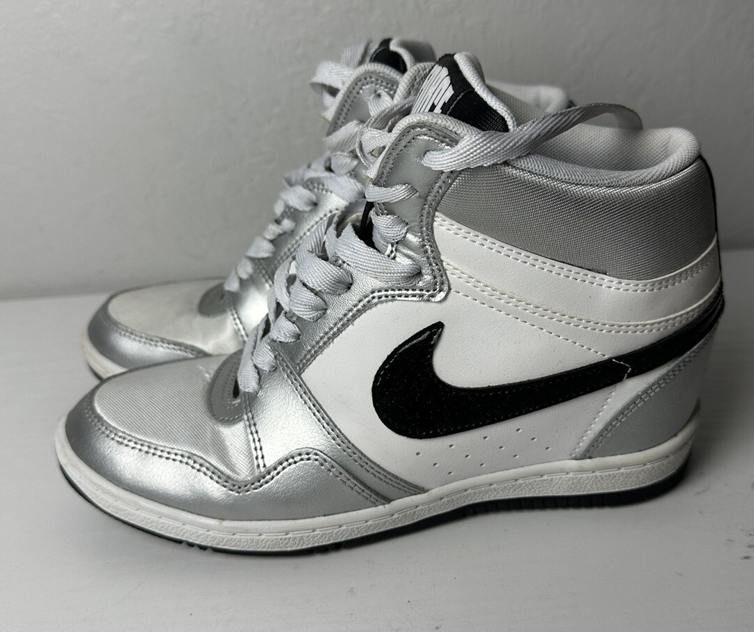 Nike Force, Sky High, Hidden Wedge, White Metallic Silver