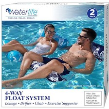 Waterlife 4-in-1 Pool Hammock 2-Pack, Inflatable Pool Chair Float, Water Hamm...