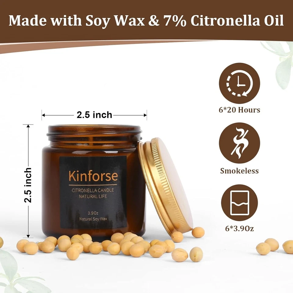 Citronella Essential Oil Candles - Smokeless, 20 Hour Burn for Patio & Garden - Image 4 of 4