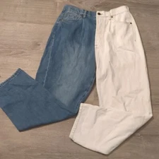 Sr vs Sandrine Rose x free people Wide Leg Color Block Retro Jeans Milky Way 30