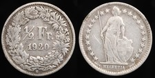 1920 Switzerland 1/2 franc