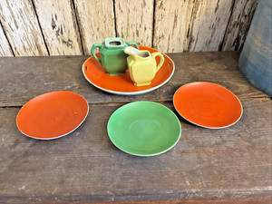 Vintage Colorful Ceramic Play Dishes Multicolored Replacements