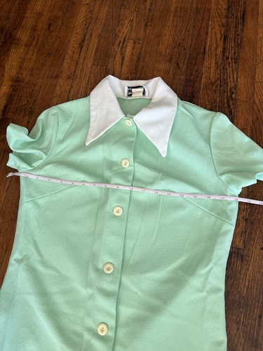Vintage 60er Jahre mintgrüne Bluse spitzer Kragen Kapitel zwei Knöpfe - Bild 8 von 8