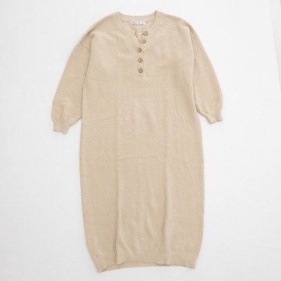 FP Beach Hailee Sweater Knit Henley Dress Beige Small Long Sleeve Midi |  eBay