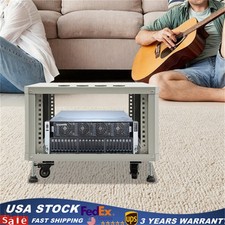6U Audio Studio Rack with Caster Wheels DJ Rolling Server Shelf Open Cabinet