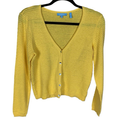 Women's Draper James RSVP Yellow Textured Knit Button Front Cardigan Size S