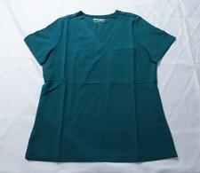 Mandala Women's Short Sleeve V-Neck 1 Pocket Scrub Top AC2 Caribbean Blue Small