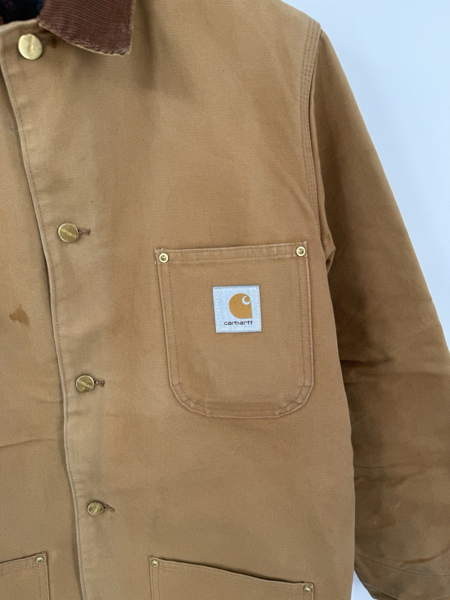 Vintage 90s Carhartt Michigan Chore Blanket Lined Jacket C01BRN