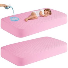 2 Pack Waterproof Mattress Protector Crib,Cotton 24X38 Fitted Crib Sheets Cri...