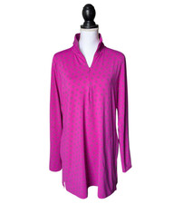 Lands End Purple Geo Long Sleeve Swim Tunic Rash Guard Cover Up Size Medium