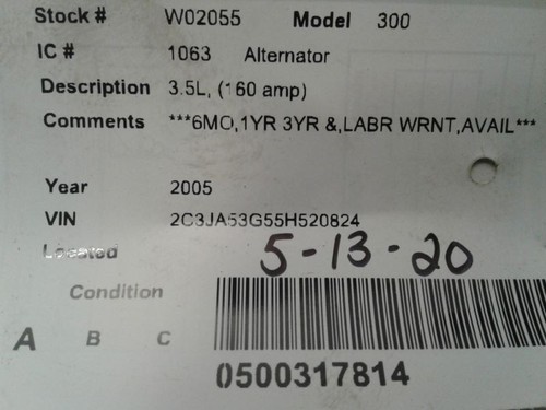Alternator Fits 08-10 CHALLENGER 1206699 - Picture 5 of 12
