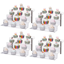 Cecolic Acrylic Riser Shelf 4 Tier Clear Display Stand for Collectible