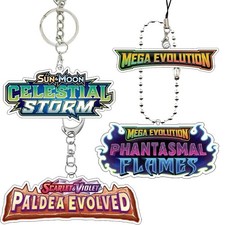 Pokemon Binder Tag Keychains - Mega Evolution Series Sets - You Choose