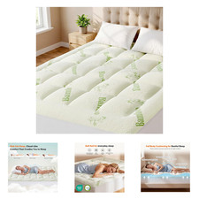 Queen Mattress Topper Viscose Bamboo Pillow Top Deep Pocket Cooling Breathable