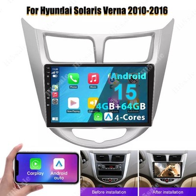 9'' Android 15 Car Stereo Radio WiFi 64G Carplay For Hyundai Solaris Accent Verna
