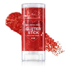 Red Body Glitter Stick - Holographic Face Hair Gel, Waterproof Makeup
