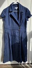 Shelby & Palmer Dress Womens 8 Blue Denim Summer Business Casual Button Mini 