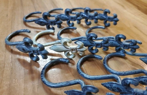 Set of 12 Fleur De Lis Metal Shower Curtain Hooks Rings bath decor decorative - Picture 3 of 8