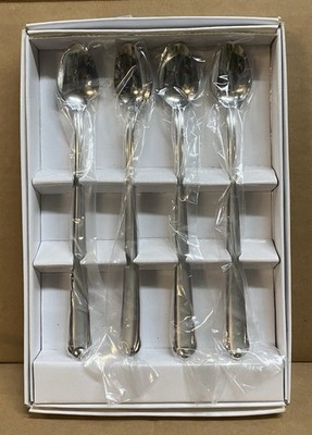 Set of 4 x Mikasa Classico Satin 18/8 Stainless ICED TEA SPOONS - NEW/UNUSED