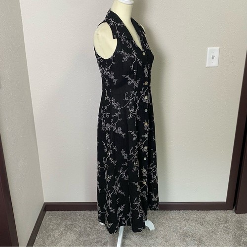 Abito midi donna vintage Coldwater Creek misto lino/cotone bottoni davanti taglia P6 - Foto 7 di 15